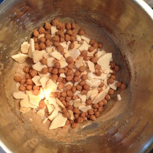 mixing apple caramel oatmeal cookies