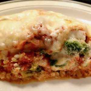 Low Carb Lasagna with Tofu, Spinach, and Broccoli