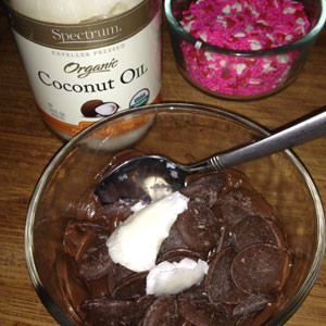 melted chocolate with coconut oil