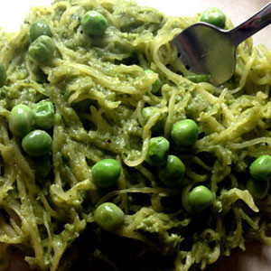 Green Pea Pesto and Spaghetti Squash