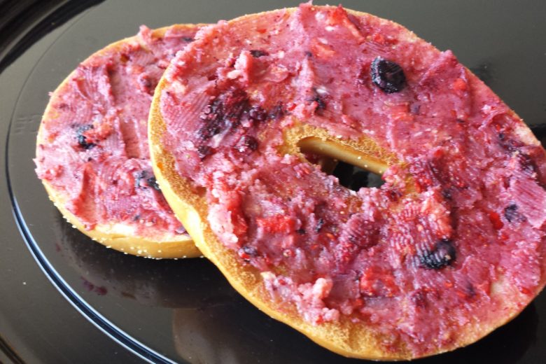 Berry butter on bagel