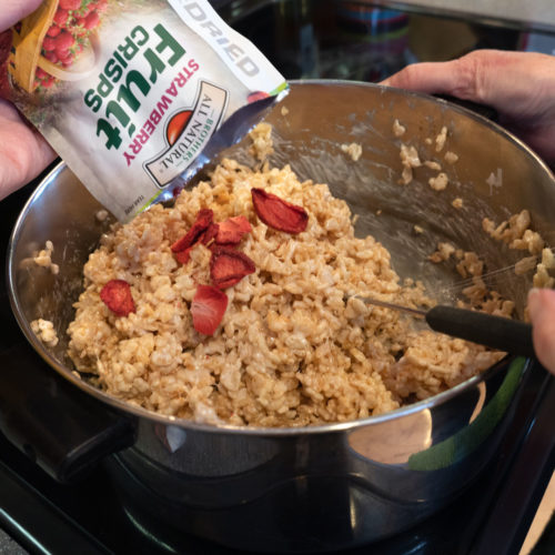 Strawberry Rice Crispy Treats Made With Freeze Dried Strawberries