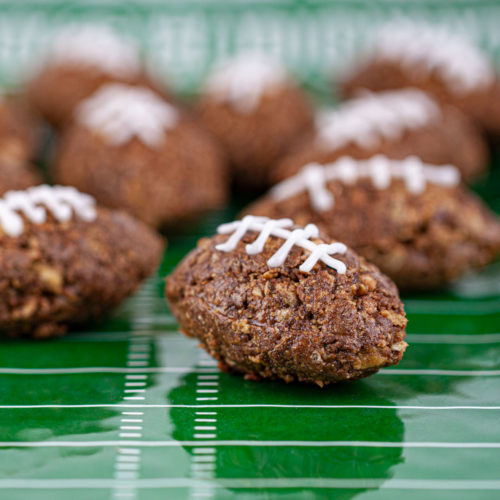Nut Butter Football Bites with Freeze-Dried Fuji Apples & Cinnamon